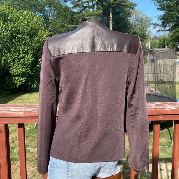 PETER NYGARD Size Med Brown Leather Zip Jacket w/ Embellishment -Blazer-Studded - Picture 4 of 8